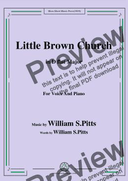 page one of William S. Pitts-Little Brown Church,in D flat Major,for Voice and Piano