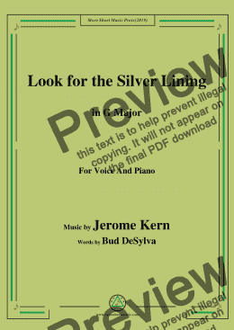 page one of Jerome Kern-Look for the Silver Lining,in G Major,for Voice and Piano