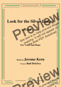 page one of Jerome Kern-Look for the Silver Lining,in G flat Major,for Voice and Piano