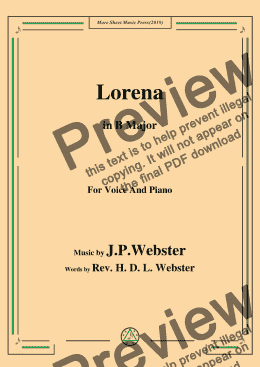 page one of J. P. Webster-Lorena,in B Major,for Voice and Piano