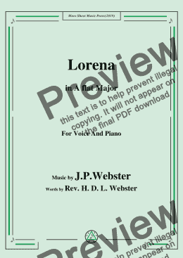 page one of J. P. Webster-Lorena,in A flat Major,for Voice and Piano