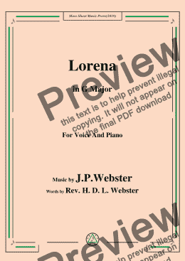 page one of J. P. Webster-Lorena,in G Major,for Voice and Piano