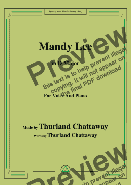 page one of Thurland Chattaway-Mandy Lee,in D Major,for Voice and Piano