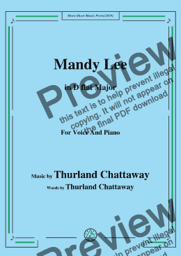 page one of Thurland Chattaway-Mandy Lee,in D flat Major,for Voice and Piano