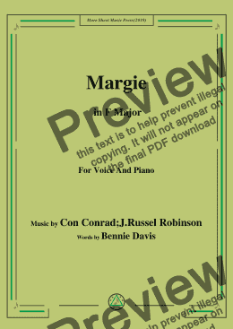 page one of Con Conrad;J. Russel Robinson-Margie,in F Major,for Voice and Piano