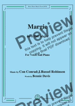 page one of Con Conrad;J. Russel Robinson-Margie,in G flat Major,for Voice and Piano