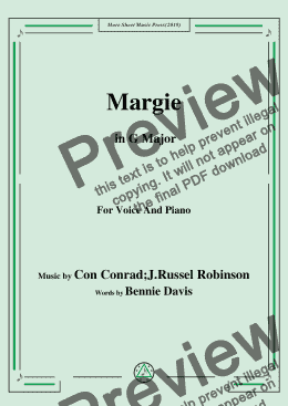 page one of Con Conrad;J. Russel Robinson-Margie,in G Major,for Voice and Piano