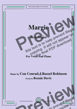 page one of Con Conrad;J. Russel Robinson-Margie,in A Major,for Voice and Piano