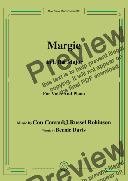 page one of Con Conrad;J. Russel Robinson-Margie,in E flat Major,for Voice and Piano