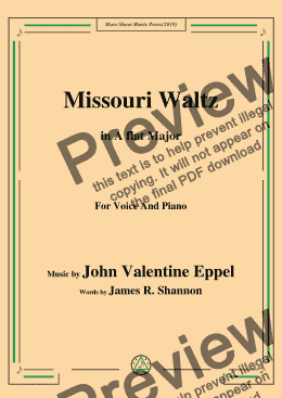 page one of John Valentine Eppel-Missouri Waltz,in A flat Major,for Voice and Piano