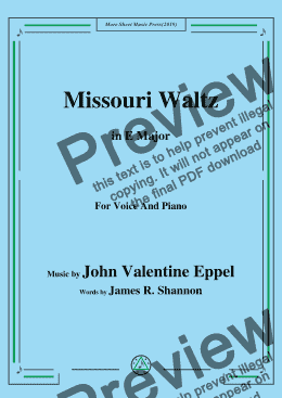 page one of John Valentine Eppel-Missouri Waltz,in E Major,for Voice and Piano