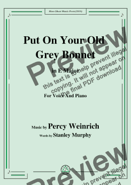 page one of Percy Weinrich-Put On Your Old Grey Bonnet,in E Major,for Voice and Piano