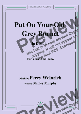 page one of Percy Wenrich-Put On Your Old Grey Bonnet,in D Major,for Voice and Piano