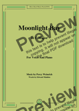 page one of Percy Wenrich-Moonlight Bay,in C Major,for Voice and Piano