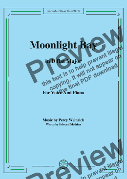 page one of Percy Wenrich-Moonlight Bay,in D flat Major,for Voice and Piano