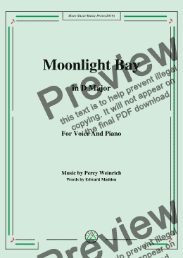 page one of Percy Wenrich-Moonlight Bay,in D Major,for Voice and Piano