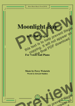 page one of Percy Wenrich-Moonlight Bay,in G flat Major,for Voice and Piano