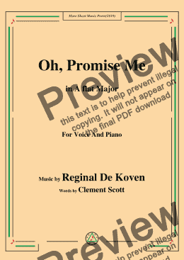page one of Reginal De Koven-Oh,Promise Me,in A flat Major,for Voice and Piano