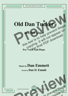 page one of Dan Emmett-Old Dan Tucker,in E flat Major,for Voice and Piano