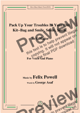 page one of Felix Powell-Pack Up Your Troubles In Your Old Kit Bag and Smile Smile Smile,in C Major