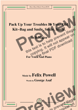 page one of Felix Powell-Pack Up Your Troubles In Your Old Kit Bag and Smile Smile Smile,in B Major