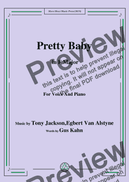 page one of Tony Jackson,Egbert Van Alstyne-Pretty Baby,in F Major,for Voice&Piano