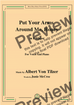 page one of Albert Von Tilzer-Put Your Arms Around Me.Honey,in F Major,for Voice and Piano