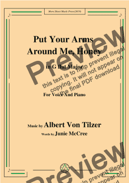 page one of Albert Von Tilzer-Put Your Arms Around Me.Honey,in G flat Major,for Voice and Piano