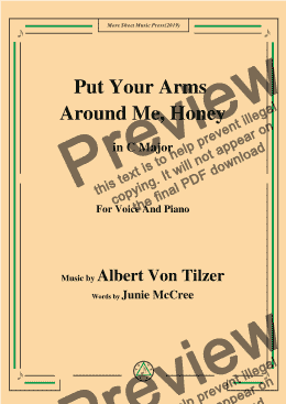 page one of Albert Von Tilzer-Put Your Arms Around Me.Honey,in C Major,for Voice and Piano