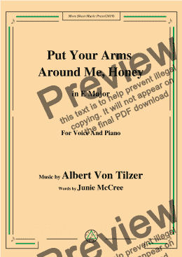 page one of Albert Von Tilzer-Put Your Arms Around Me.Honey,in E Major,for Voice and Piano