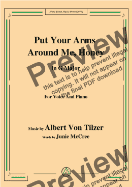 page one of Albert Von Tilzer-Put Your Arms Around Me.Honey,in G Major,for Voice and Piano