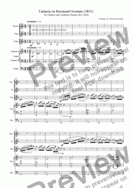 page one of Fantasia on Raymond Overture (1851) Charles Louis Ambroise Thomas (1811-1896)