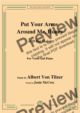 page one of Albert Von Tilzer-Put Your Arms Around Me.Honey,in D flat Major,for Voice and Piano