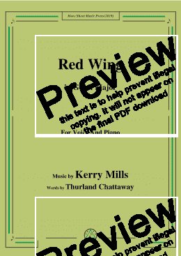 page one of Kerry Mills-Red Wing,in G flat Major,for Voice and Piano