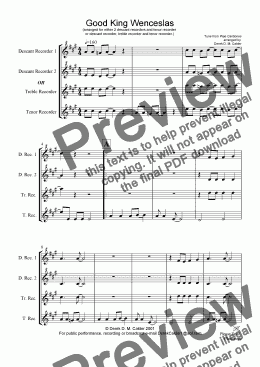 page one of Good King Wenceslas (recorders)