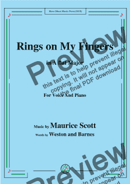 page one of Maurice Scott-Rings on My Fingers,in A flat Major,for Voice and Piano