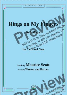 page one of Maurice Scott-Rings on My Fingers,in A Major,for Voice and Piano