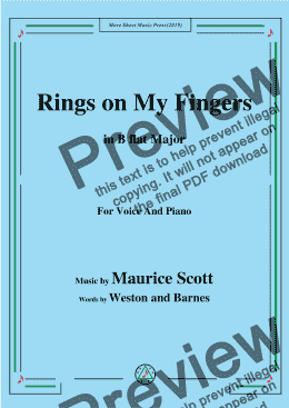 page one of Maurice Scott-Rings on My Fingers,in B flat Major,for Voice and Piano