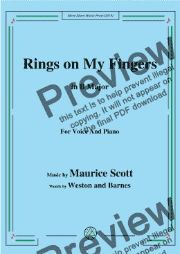 page one of Maurice Scott-Rings on My Fingers,in B Major,for Voice and Piano