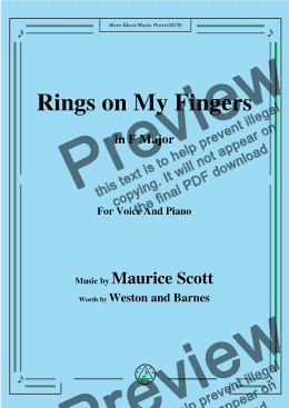 page one of Maurice Scott-Rings on My Fingers,in F Major,for Voice and Piano