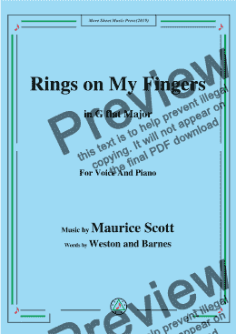 page one of Maurice Scott-Rings on My Fingers,in G flat Major,for Voice and Piano