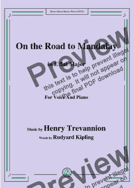 page one of Henry Trevannion-On the Road to Mandalay,in E flat Major,for Voice and Piano