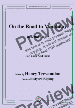 page one of Henry Trevannion-On the Road to Mandalay,in G flat Major,for Voice and Piano