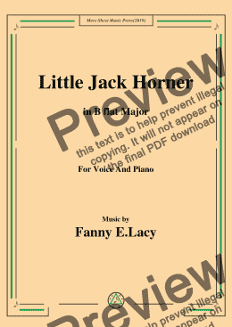 page one of Fanny E.Lacy-Little Jack Horner,in B flat Major,for Voice and Piano