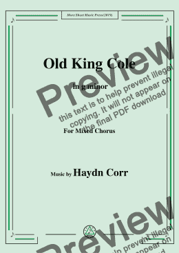 page one of Haydn Corri-Old King Cole,in g minor,for Mixed Chorus