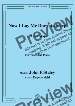 page one of John F.Staley-Now I Lay Me Down to Sleep,in A flat Major,for Voice and Piano