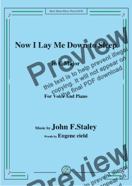 page one of John F.Staley-Now I Lay Me Down to Sleep,in C Major,for Voice and Piano