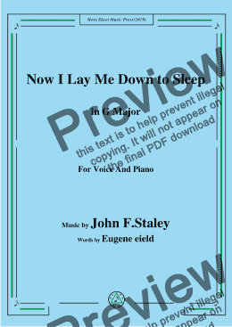 page one of John F.Staley-Now I Lay Me Down to Sleep,in G Major,for Voice and Piano