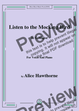 page one of Alice Hawthorne-Listen to the Mocking Bird,in G Major,for Voice and Piano