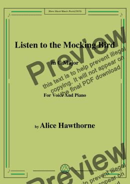 page one of Alice Hawthorne-Listen to the Mocking Bird,in C Major,for Voice&Pno